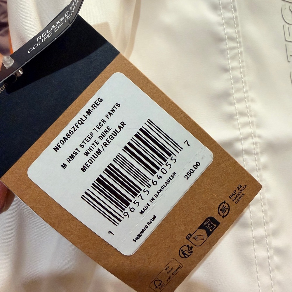 NWT! NEW! The North Face Men’s RMST Steep Tech Smear Pants -White Dune Size M - Picture 6 of 9